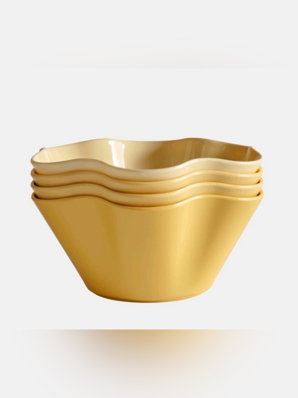NIB Greg Natale Set of 4 Melamine Floral Bowls Ice Cream Pastel Yellow $39